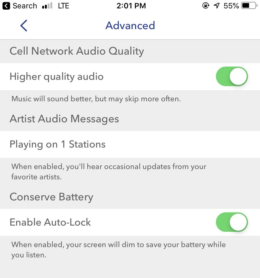 Cell Network Audio Quality setting